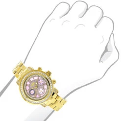 Luxurman Montana Ladies Diamond Watch 2ct Yellow Gold Plated Pink MOP -Luxurman luxurman montana ladies diamond watch 2ct yellow gold plated pink mop 3
