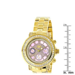 Luxurman Montana Ladies Diamond Watch 2ct Yellow Gold Plated Pink MOP -Luxurman luxurman montana ladies diamond watch 2ct yellow gold plated pink mop ruler