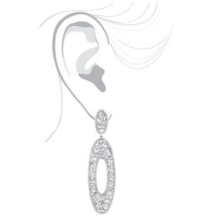 LUXURMAN Oval Designer Diamond Drop Earrings For Women 14K White Gold 9ct -Luxurman luxurman oval designer diamond drop earrings in 14k gold 7ct bodwh