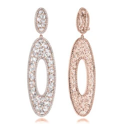 LUXURMAN Oval Designer Diamond Drop Earrings For Women 14K White Gold 9ct -Luxurman luxurman oval designer diamond drop earrings in 14k gold 7ct ro