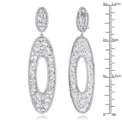 LUXURMAN Oval Designer Diamond Drop Earrings For Women 14K White Gold 9ct -Luxurman luxurman oval designer diamond drop earrings in 14k gold 7ct rulerwh