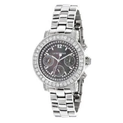Luxurman Oversized Diamond Watch For Women: Montana Black MOP 3ct