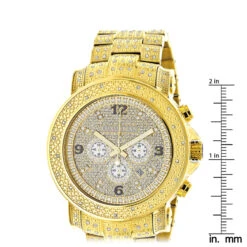 Luxurman Oversized Iced Out Men's Diamond Watch Yellow Gold 2ct -Luxurman luxurman oversized iced out mens diamond watch yellow gold 2ct ruler