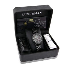 Luxurman Oversized Women's Black Diamond Watch 2.15ct -Luxurman luxurman oversized womens black diamond watch 215ct p 49387box