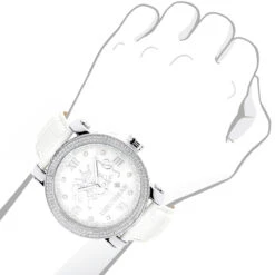 Luxurman Phantom Large Diamond Watch For Men Leather Band White MOP 0.12ct -Luxurman luxurman phantom large diamond watch for men leather band white mop 012ct bod