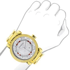 Luxurman Phantom Yellow Gold Plated Men's Diamond Watch Extra Large 0.12ct -Luxurman luxurman phantom yellow gold plated mens diamond watch extra large 012ct bod