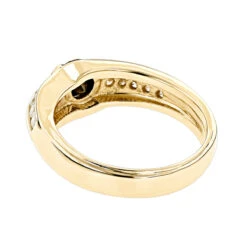 Luxurman 14K Yellow Gold White & Black 1.5 Carat Diamond Pinky Ring For Men -Luxurman luxurman pinky rings white black diamond ring for men 15 carat 14k gold backye