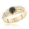 Luxurman 14K Yellow Gold White & Black 1.5 Carat Diamond Pinky Ring For Men