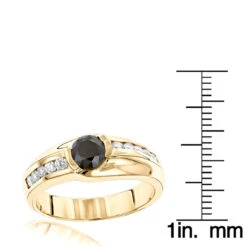 Luxurman 14K Yellow Gold White & Black 1.5 Carat Diamond Pinky Ring For Men -Luxurman luxurman pinky rings white black diamond ring for men 15 carat 14k gold rulerye