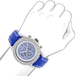 Luxurman Raptor Men's Diamond Watch With 0.25ct Blue MOP W Leather Strap -Luxurman luxurman rapor watches mens diamond watch 025ct blue mop w leather strap bod