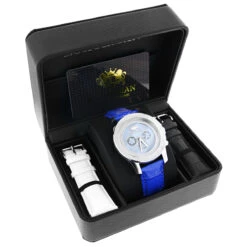 Luxurman Raptor Men's Diamond Watch With 0.25ct Blue MOP W Leather Strap -Luxurman luxurman rapor watches mens diamond watch 025ct blue mop w leather strap box
