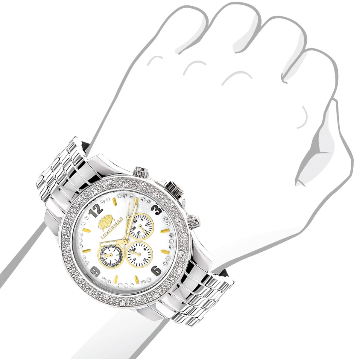 Luxurman Raptor Two-Tone Men's Diamond Watch 0.25ct 3 Luxurman Raptor Two-Tone Men's Diamond Watch 0.25ct - Image 3