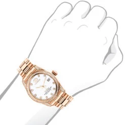 Luxurman Rose Gold Plated Diamond Watch For Women Tribeca Swiss Quartz -Luxurman luxurman rose gold plated diamond watch for women tribeca 15ct bod