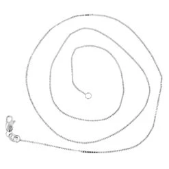 LUXURMAN Solid 10K White Gold Box Chain For Men & Women 1mm Wide -Luxurman luxurman solid 10k gold box chain for men women 1mm wide backwh