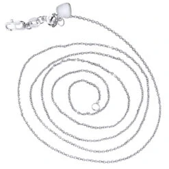 LUXURMAN Solid 10K White Gold Cable Chain For Women Adjustable 0.9mm -Luxurman luxurman solid 10k gold cable chain for women adjustable 09mm backwh