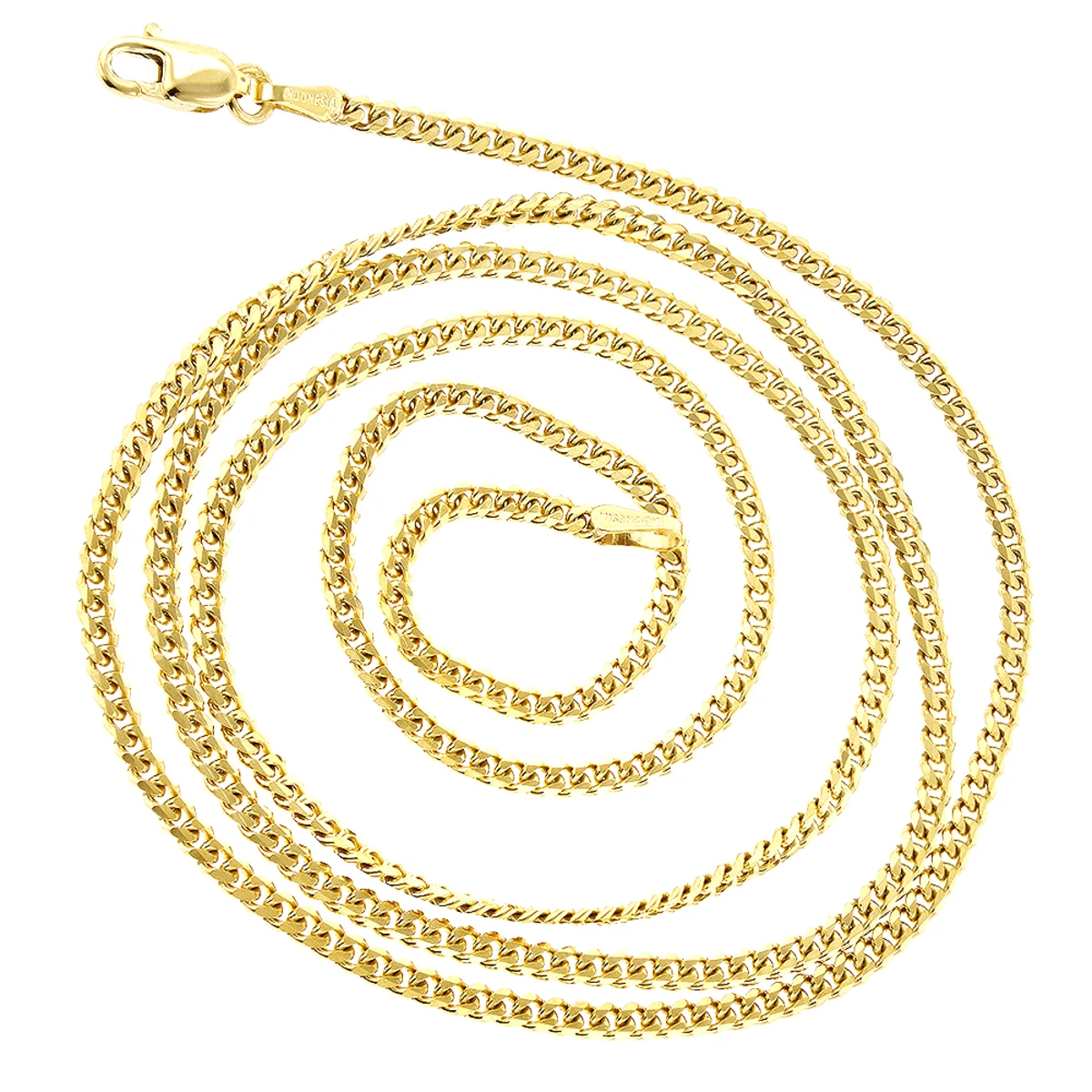 LUXURMAN Solid 10K Yellow Gold Curb Chain For Men & Women Gourmette 2mm Wide 2 LUXURMAN Solid 10K Yellow Gold Curb Chain For Men & Women Gourmette 2mm Wide - Image 2