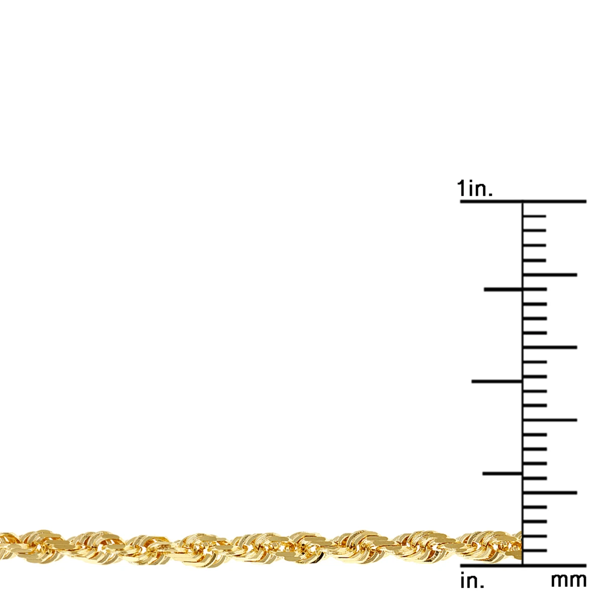 Luxurman Solid 10K Yellow Gold Rope Chain For Men & Women Diamond Cut 2mm 16-30in 4 Luxurman Solid 10K Yellow Gold Rope Chain For Men & Women Diamond Cut 2mm 16-30in - Image 4