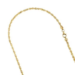 LUXURMAN Solid 10K Yellow Gold Rope Chain For Men & Women Diamond Cut 3.5mm