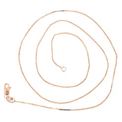 LUXURMAN Solid 14K Yellow Gold Box Chain For Women 0.8mm Wide -Luxurman luxurman solid 14k gold box chain for women 08mm wide backro