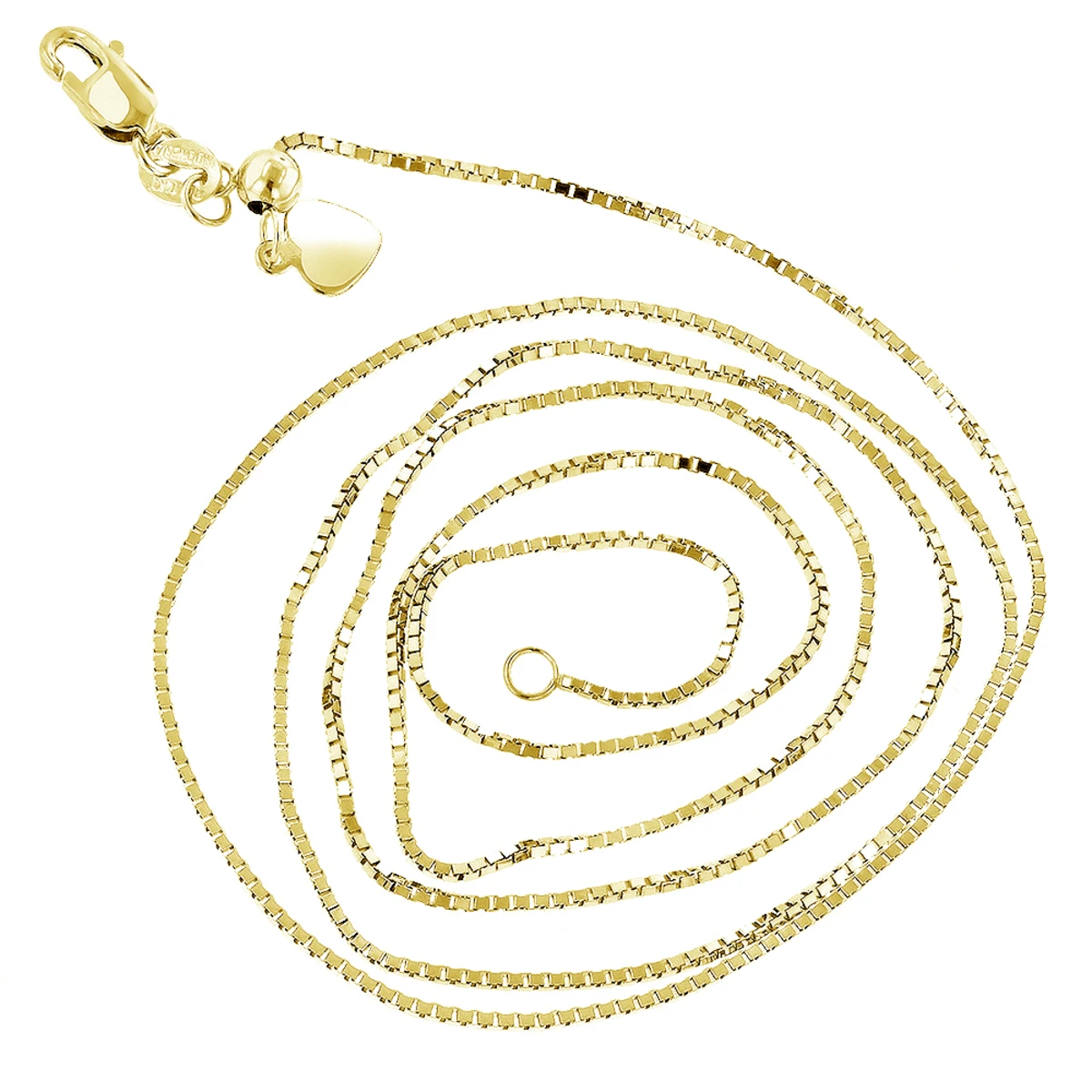 LUXURMAN Solid 14K Yellow Gold Box Chain For Women Adjustable 0.9mm 5 LUXURMAN Solid 14K Yellow Gold Box Chain For Women Adjustable 0.9mm - Image 5