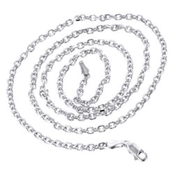 LUXURMAN Solid 14K White Gold Cable Chain For Men & Women 3mm Wide -Luxurman luxurman solid 14k gold cable chain for men women 3mm wide backwh