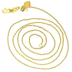 LUXURMAN Solid 14K Yellow Gold Cable Chain For Women Adjustable 0.9mm -Luxurman luxurman solid 14k gold cable chain for women adjustable 09mm backye