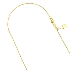 LUXURMAN Solid 14K Yellow Gold Cable Chain For Women Adjustable 0.9mm