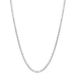 LUXURMAN Solid 14K White Gold Curb Chain For Men & Women Comfort 2.6mm Wide 14 LUXURMAN Solid 14K White Gold Curb Chain For Men & Women Comfort 2.6mm Wide -Luxurman luxurman solid 14k gold curb chain for men women comfort 26mm wide boxwh
