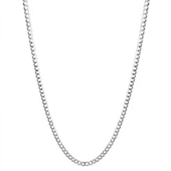 LUXURMAN Solid 14K White Gold Curb Chain For Men & Women Comfort 3.5mm Wide -Luxurman luxurman solid 14k gold curb chain for men women comfort 35mm wide boxwh