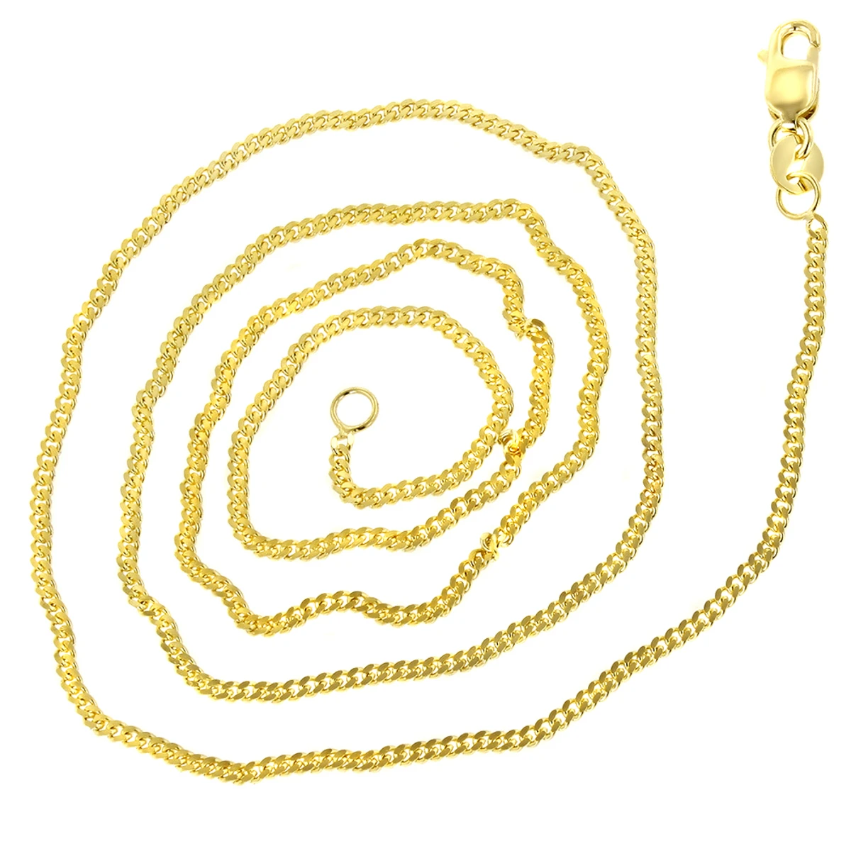 LUXURMAN Solid 14K Yellow Gold Curb Chain For Men & Women Gourmette 1mm Wide 4 LUXURMAN Solid 14K Yellow Gold Curb Chain For Men & Women Gourmette 1mm Wide - Image 4