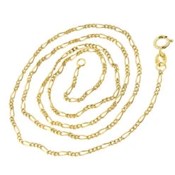 LUXURMAN Solid 14K Yellow Gold Figaro Chain For Men & Women 1.9mm Wide -Luxurman luxurman solid 14k gold figaro chain for men women 19mm wide backye