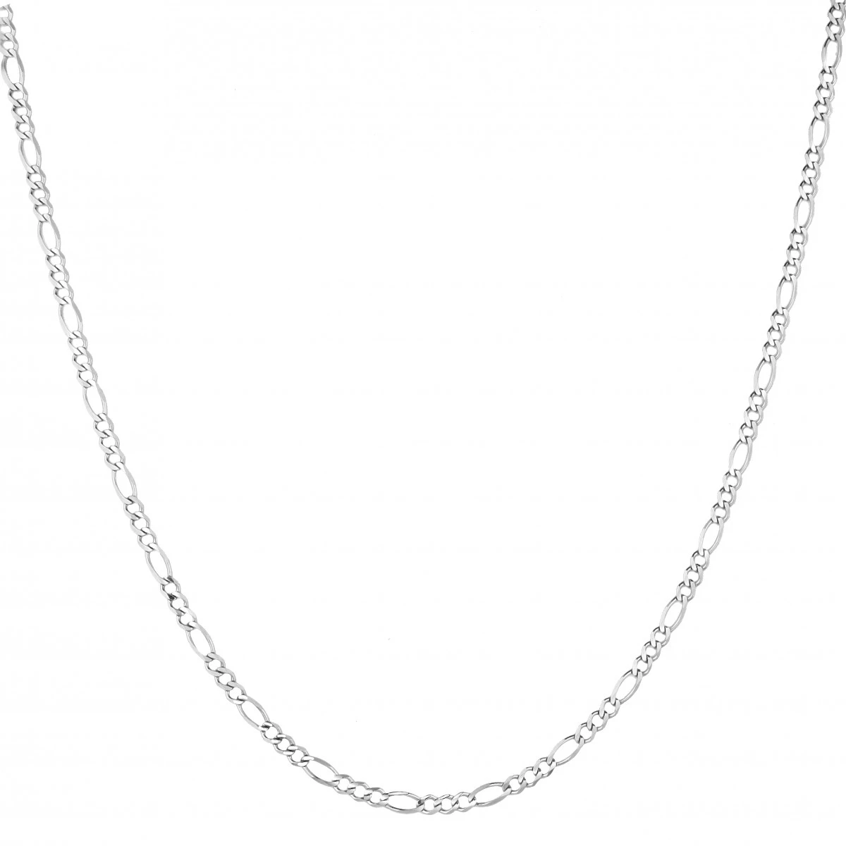 LUXURMAN Solid 14K White Gold Figaro Chain For Men & Women 2.6mm Wide 3 LUXURMAN Solid 14K White Gold Figaro Chain For Men & Women 2.6mm Wide - Image 3