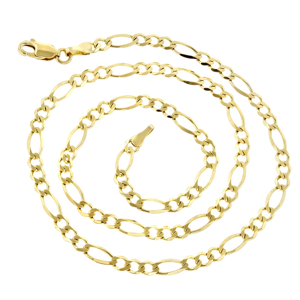 LUXURMAN Solid 14K Yellow Gold Figaro Chain For Men & Women 3mm Wide 4 LUXURMAN Solid 14K Yellow Gold Figaro Chain For Men & Women 3mm Wide - Image 4