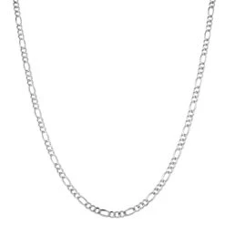 LUXURMAN Solid 14K White Gold Figaro Chain For Men & Women 4.5mm Wide -Luxurman luxurman solid 14k gold figaro chain for men women 45mm wide boxwh