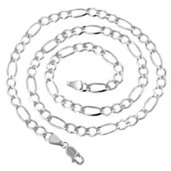 LUXURMAN Solid 14K White Gold Figaro Chain For Men & Women 6mm Wide -Luxurman luxurman solid 14k gold figaro chain for men women 6mm wide backwh