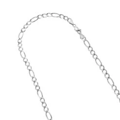 LUXURMAN Solid 14K White Gold Figaro Chain For Men & Women 6mm Wide