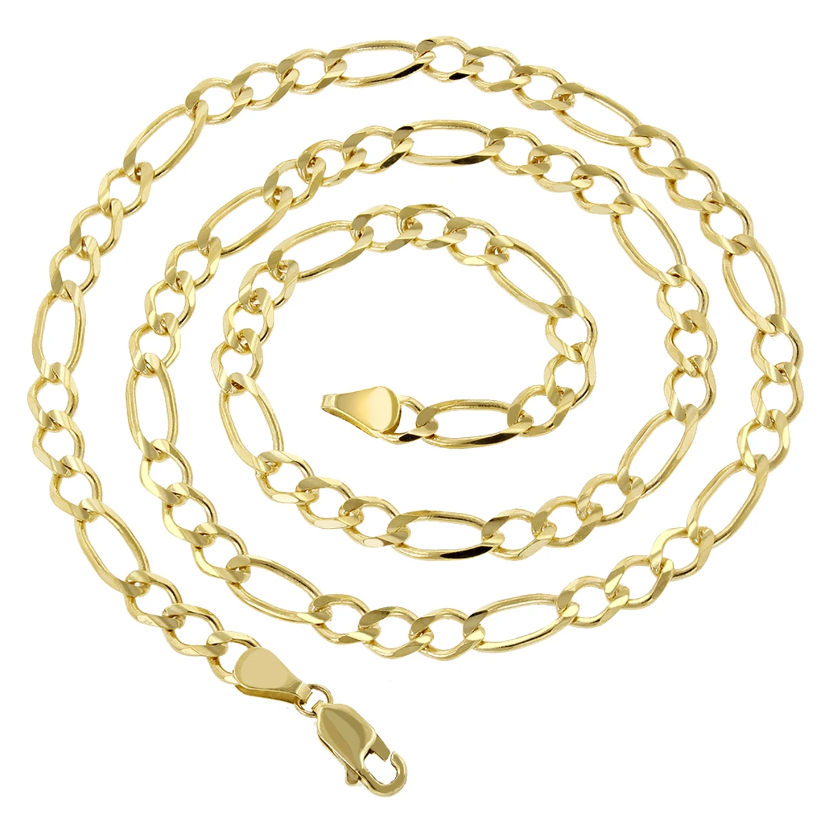 LUXURMAN Solid 14K Yellow Gold Figaro Chain For Men & Women 7mm Wide 2 LUXURMAN Solid 14K Yellow Gold Figaro Chain For Men & Women 7mm Wide - Image 2