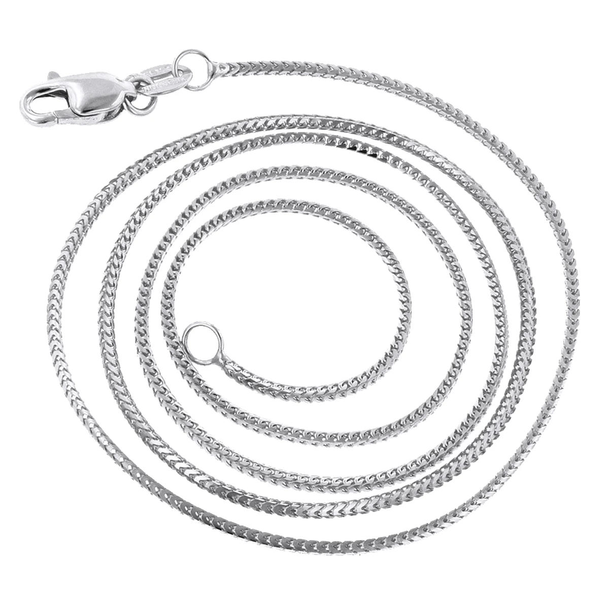 LUXURMAN Solid 14K White Gold Franco Chain For Women 0.9mm Wide 3 LUXURMAN Solid 14K White Gold Franco Chain For Women 0.9mm Wide - Image 3
