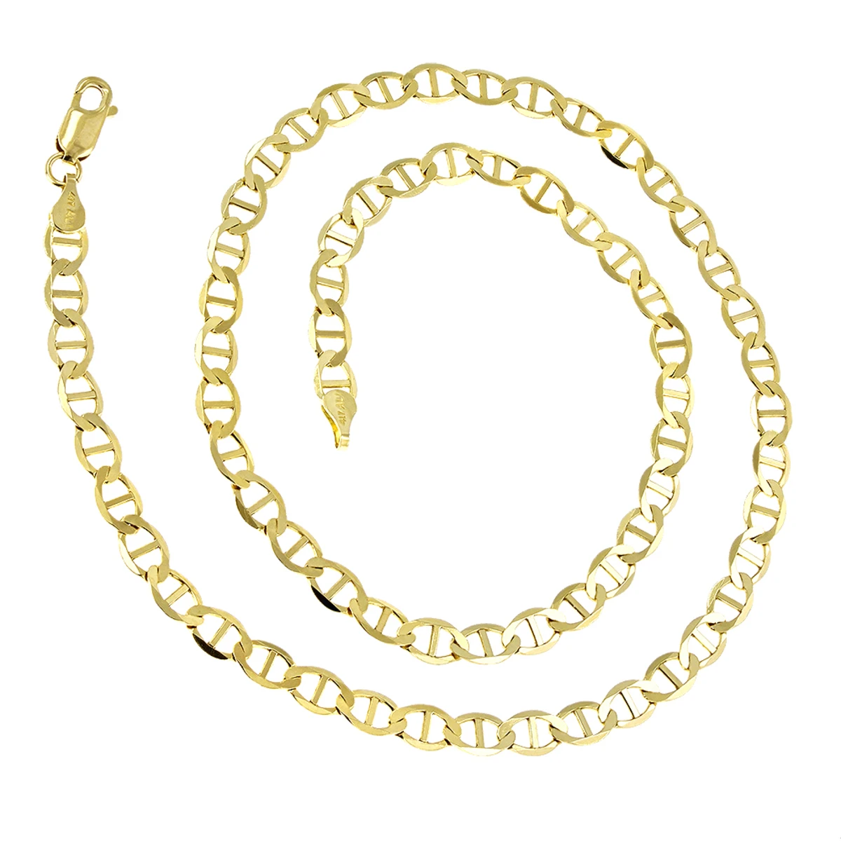 LUXURMAN Solid 14K Yellow Gold Mariner Chain For Men & Women 4.5mm Wide 2 LUXURMAN Solid 14K Yellow Gold Mariner Chain For Men & Women 4.5mm Wide - Image 2