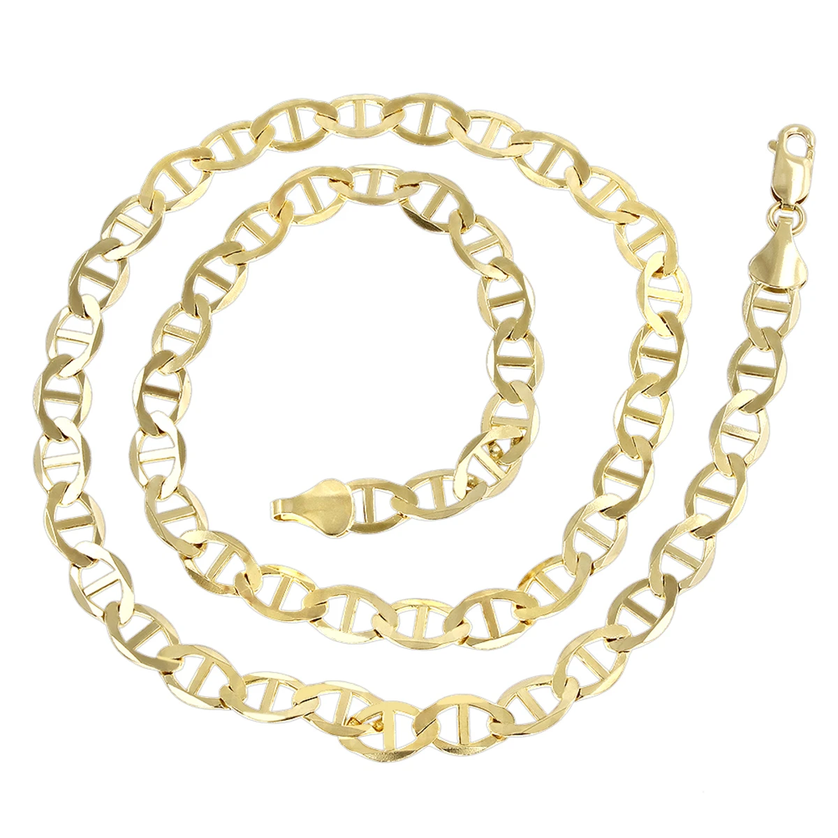 LUXURMAN Solid 14K Yellow Gold Mariner Chain For Men & Women 5.5mm Wide 2 LUXURMAN Solid 14K Yellow Gold Mariner Chain For Men & Women 5.5mm Wide - Image 2