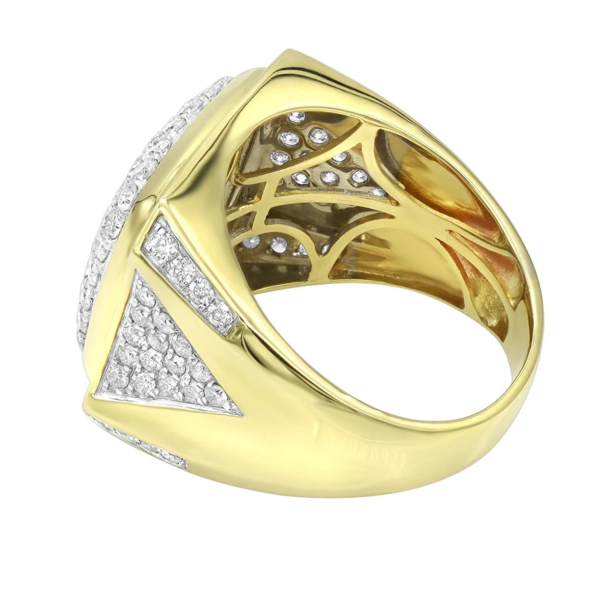 LUXURMAN Statement 10K Yellow Gold Men's Diamond Ring 3 Carat Pinky Ring 4 LUXURMAN Statement 10K Yellow Gold Men's Diamond Ring 3 Carat Pinky Ring - Image 4