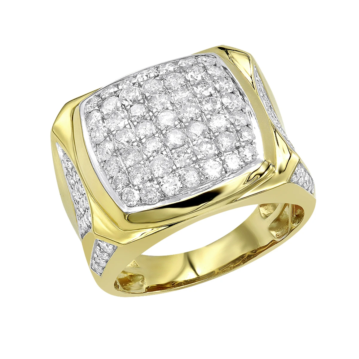 LUXURMAN Statement 10K Yellow Gold Men's Diamond Ring 3 Carat Pinky Ring 1 LUXURMAN Statement 10K Yellow Gold Men's Diamond Ring 3 Carat Pinky Ring
