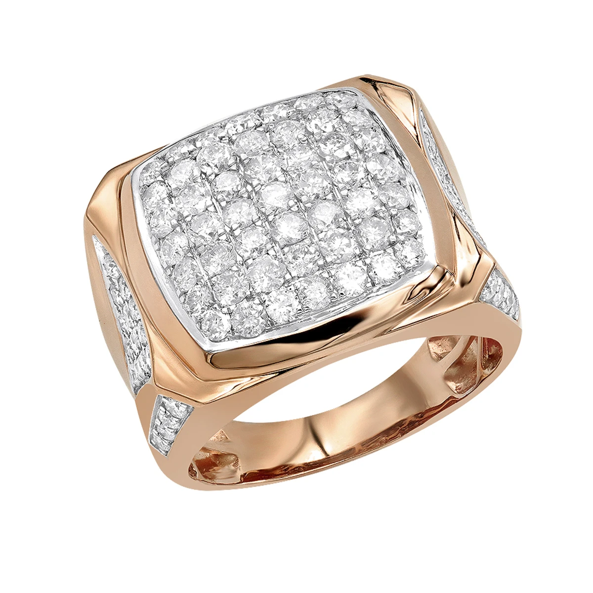 LUXURMAN Statement 10K Yellow Gold Men's Diamond Ring 3 Carat Pinky Ring 3 LUXURMAN Statement 10K Yellow Gold Men's Diamond Ring 3 Carat Pinky Ring - Image 3