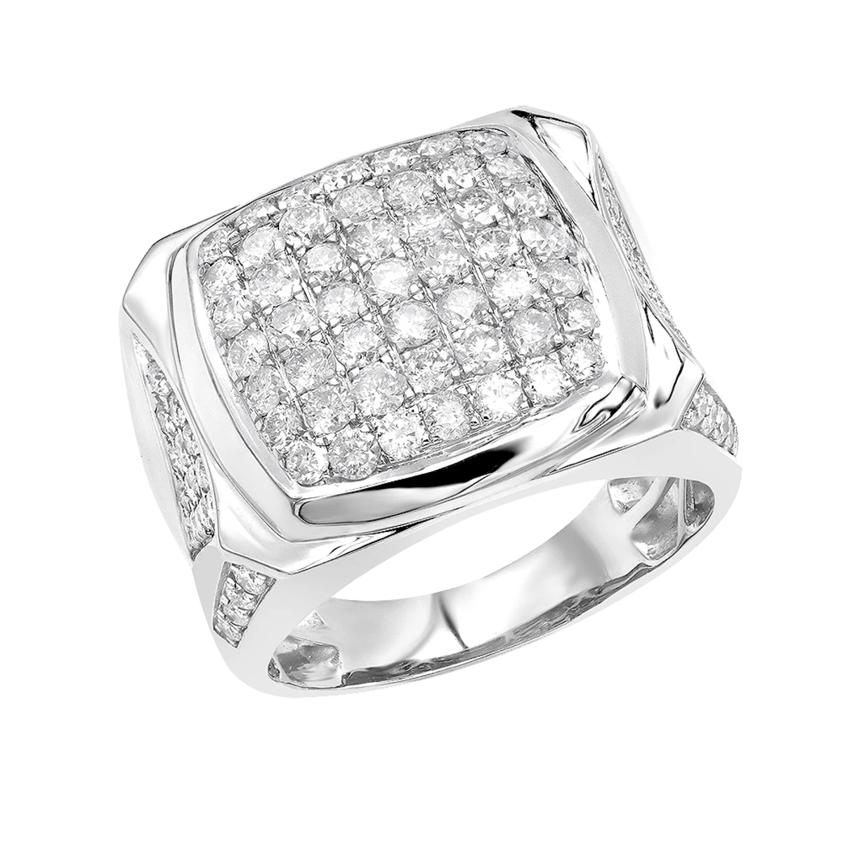 LUXURMAN Statement 10K Yellow Gold Men's Diamond Ring 3 Carat Pinky Ring 2 LUXURMAN Statement 10K Yellow Gold Men's Diamond Ring 3 Carat Pinky Ring - Image 2