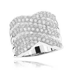 Luxurman Statement Platinum Ladies Diamond Cocktail Ring 4ct G/VS