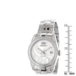 Luxurman Tribeca Women's Diamond Bezel & Band Watch 3ct Platinum Plated -Luxurman luxurman tribeca womens diamond bezel band watch 3ct platinum plated ruler