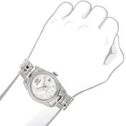 Luxurman Tribeca Women's Diamond Bezel & Band Watch 3ct Platinum Plated -Luxurman luxurman tribeca womens diamond bezel band watch 3ct platinum platedbod