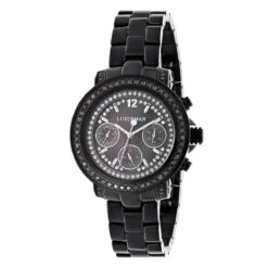 Luxurman Ladies Black Diamond Watch 2.15ct