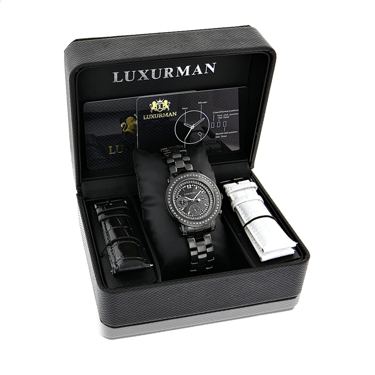 Luxurman Ladies Black Diamond Watch 2.15ct 4 Luxurman Ladies Black Diamond Watch 2.15ct - Image 4