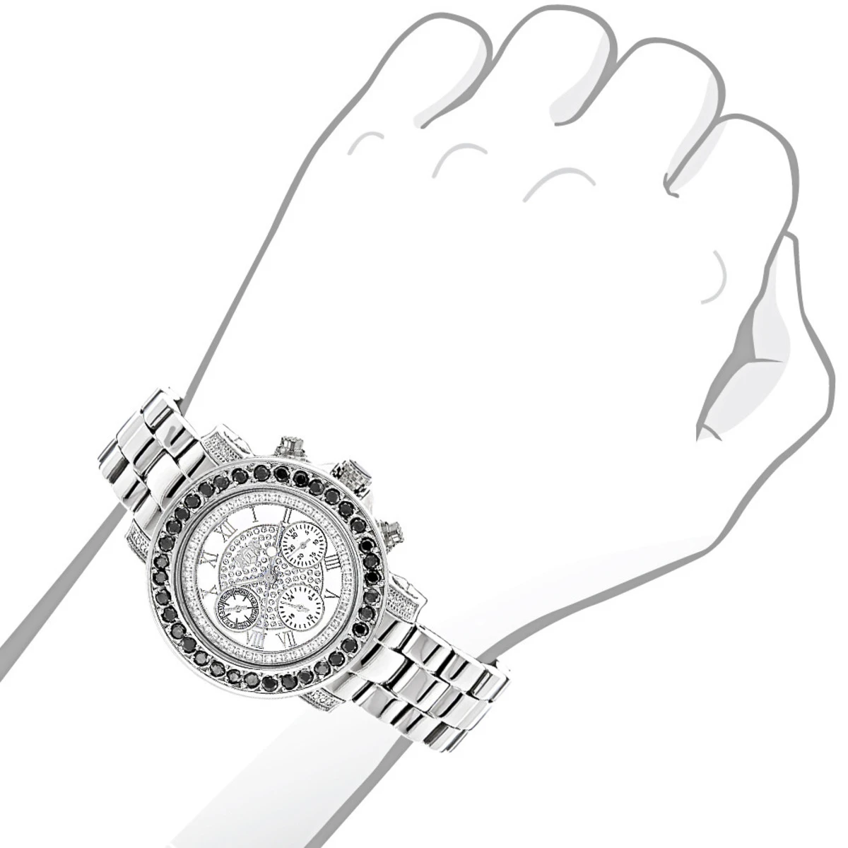 Luxurman Ladies Black Diamond Watch 2.50ct 3 Luxurman Ladies Black Diamond Watch 2.50ct - Image 3